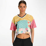 Old Miami Geo Patchwork Crop Jersey Cropped Football Jersey - Thathoodyshop