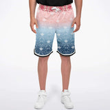 Pink Glacier Basketball Shorts Basketball Short Rib - AOP - Thathoodyshop
