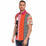 Tokyo Nights Asian Floral Patchwork Button Down Shirt Short Sleeve Button Down Shirt - Thathoodyshop