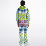Kaleido-Scape Purple Plaid Patchwork Fleece Unisex Romper Romper - Thathoodyshop