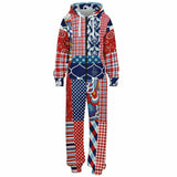 Liberty Bell Floral Stripe Patchwork Unisex Fleece Romper Fleece Romper - Thathoodyshop