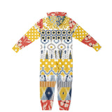 Tallulah Bankhead Floral Patchwork Unisex Fleece Romper Jumpsuit - Thathoodyshop