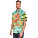 The Koi Dragon Striped Button Down Shirt Short Sleeve Button Down Shirt - Thathoodyshop