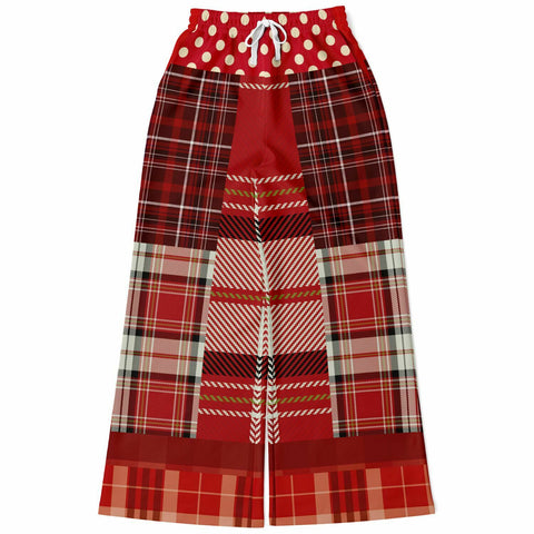 Jersey Salsa Red Plaid Stretchy Phat Bellbottoms Athletic Flare Jogger - AOP - Thathoodyshop