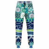 Mykonos Peacock Tile Patchwork Print Joggers Joggers - Thathoodyshop
