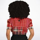 Jersey Salsa Plaid Patchwork Cropped Sweater Cropped Short Sleeve Sweater - Thathoodyshop