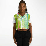 Green Anjou Pear Cropped Button Front Jersey Cropped Baseball Jersey - AOP - Thathoodyshop