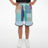 Pink Sherbert Patchwork Plaid Basketball Shorts Basketball Shorts - Thathoodyshop
