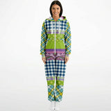 Kaleido-Scape Purple Plaid Patchwork Fleece Unisex Romper Romper - Thathoodyshop