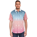 Pink Glacier S/S Button Down Shirt Short Sleeve Button Down Shirt - AOP - Thathoodyshop
