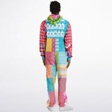 Maui Waui Hawaiian Surfside Patchwork Unisex Fleece Romper Fleece Jumpsuit - Thathoodyshop