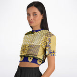 Forever Royale Floral Patchwork Short Sleeve Cropped Sweater Cropped Short Sleeve Sweater - Thathoodyshop
