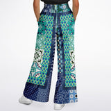 Mykonos Floral Tile Stretchy Phat Bellbottoms Wide Leg Pants - Thathoodyshop