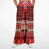 Jersey Salsa Red Plaid Stretchy Phat Bellbottoms Athletic Flare Jogger - AOP - Thathoodyshop