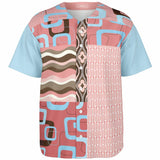 Pink Geo Patchwork Button Front Jersey Baseball Jersey - Thathoodyshop