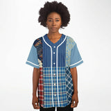 Andromeda Blue Hobo Patchwork Button Front Jersey Button Front Shirt - Thathoodyshop