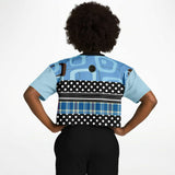 Pacific Palisades Blue Geo Crop Jersey Cropped Football Jersey - Thathoodyshop