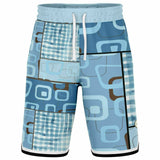 Blue Geo Patchwork Plaid Basketball Shorts Basketball Shorts - Thathoodyshop
