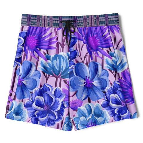 Norma Jean Purple Plaid Floral Compression Activity Shorts Athletic Shorts - Thathoodyshop