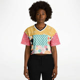 Old Miami Geo Patchwork Crop Jersey Cropped Football Jersey - Thathoodyshop
