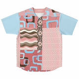 Pink Geo Patchwork Button Front Jersey Baseball Jersey - Thathoodyshop