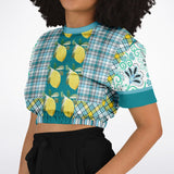 Lemon Zest Floral Cropped Sweater Cropped Short Sleeve Sweatshirt - Thathoodyshop