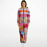 Bahama Mama Pink Floral Patchwork Unisex Fleece Romper Fleece Romper - Thathoodyshop