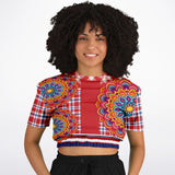 Hippy-Dippy Plaid Cropped Sweater Athletic Cropped Short Sleeve Sweatshirt - AOP - Thathoodyshop