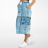 Blue Geo Patchwork Long Pocket Skirt Fashion Long Pocket Skirt - AOP - Thathoodyshop