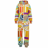 Happy Valley Retro Floral Polka Dot Patchwork Unisex Fleece Romper Fleece Romper - Thathoodyshop
