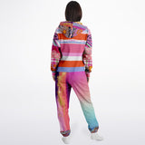 Bahama Mama Pink Floral Patchwork Unisex Fleece Romper Fleece Romper - Thathoodyshop