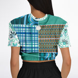 Turquoise Tonight Cropped Sweater Athletic Cropped Short Sleeve Sweatshirt - AOP - Thathoodyshop