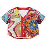Hippy-Dippy Cropped Button Front Jersey Cropped Baseball Jersey - Thathoodyshop