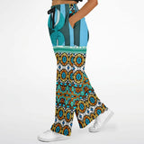 Turquoise Tonight Flare Leg Joggers Athletic Flare Jogger - AOP - Thathoodyshop
