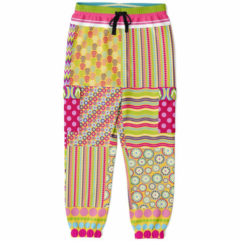 Hello Janis! Green Striped Patchwork Unisex Cargo Joggers Cargo Sweatpants - Thathoodyshop