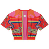 Chili Pepper Camo Paisley Cropped Sweater Cropped Short Sleeve Sweatshirt - Thathoodyshop