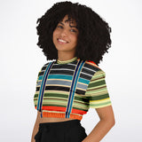 Tequila Sunrise Striped Cropped Sweater Cropped Short Sleeve Sweater - Thathoodyshop