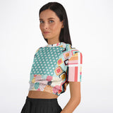 Old Miami Geometric Trefoil Cropped Sweater Cropped Short Sleeve Sweater - Thathoodyshop