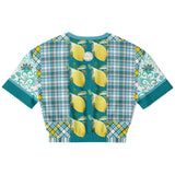Lemon Zest Floral Cropped Sweater Cropped Short Sleeve Sweatshirt - Thathoodyshop