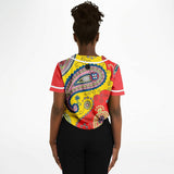 Chili Pepper Camo Paisley Cropped Button Front Jersey Cropped Baseball Jersey - AOP - Thathoodyshop