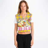 Ashbury Heights Plaid Cropped Button Front Jersey Cropped Baseball Jersey - AOP - Thathoodyshop
