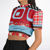 Red Pacific Palisades Plaid Cropped Sweater Cropped Short Sleeve Sweater - Thathoodyshop