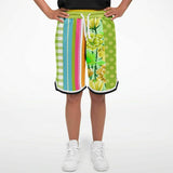 Green Anjou Pear Striped Basketball Shorts Basketball Shorts - Thathoodyshop