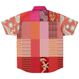 Tokyo Nights Asian Floral Patchwork Button Down Shirt Short Sleeve Button Down Shirt - Thathoodyshop