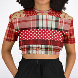 Jersey Salsa Red Plaid Cropped Sweater Cropped Short Sleeve Sweater - Thathoodyshop