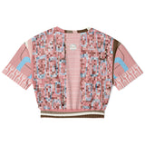Pink Geo Holy Mosaic Cropped Sweater Cropped Short Sleeve Sweater - Thathoodyshop