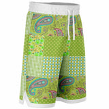 Green Anjou Pear Patchwork Basketball Shorts Basketball Shorts - Thathoodyshop
