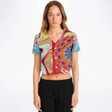 Hippy-Dippy Cropped Button Front Jersey Cropped Baseball Jersey - Thathoodyshop