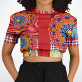 Hippy-Dippy Red Cropped Sweater Cropped Short Sleeve Sweater - Thathoodyshop