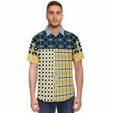 Dauphin Patchwork Stripe Button Down Shirt Short Sleeve Button Down Shirt - Thathoodyshop